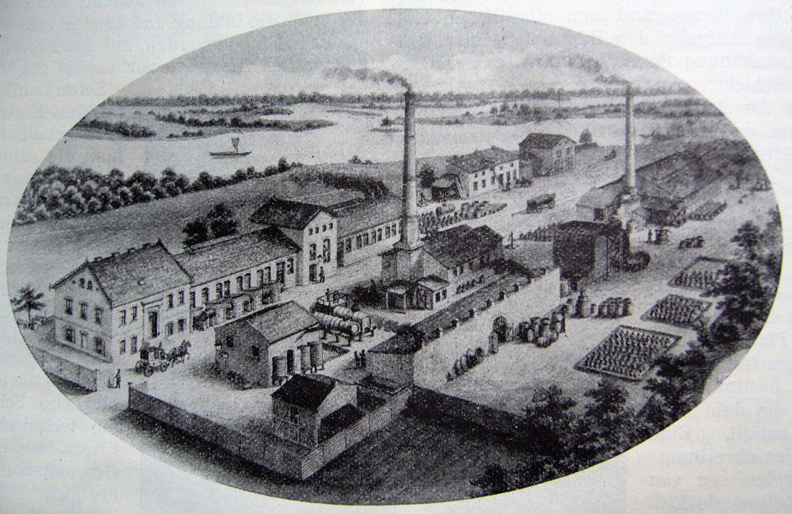 The aniline factory compound in Rummelsburg near Berlin in 1877.  Image: private collection.