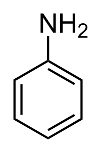 The chemical structure of aniline. Image: public domain.
