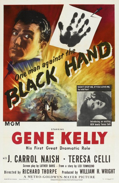 Plakat für den Film Noir „Black Hand“, einem Mafiafilm, der unter italienischen Emigranten und korrupten Polizisten spielt.